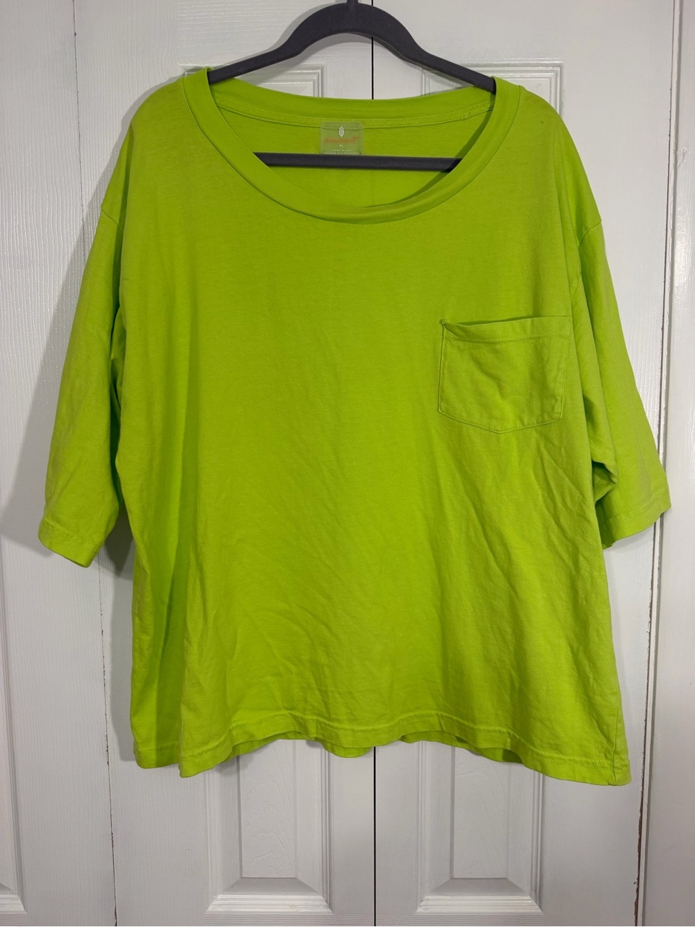 Free People FP Movement Oversized Pocket Tee XL Lime Green